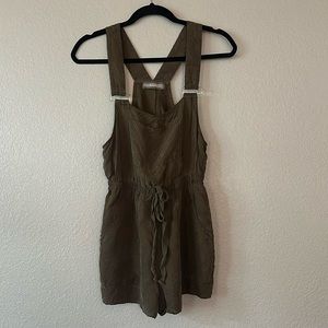 Charming Charlie Addie Small Olive Green Shorts Overalls